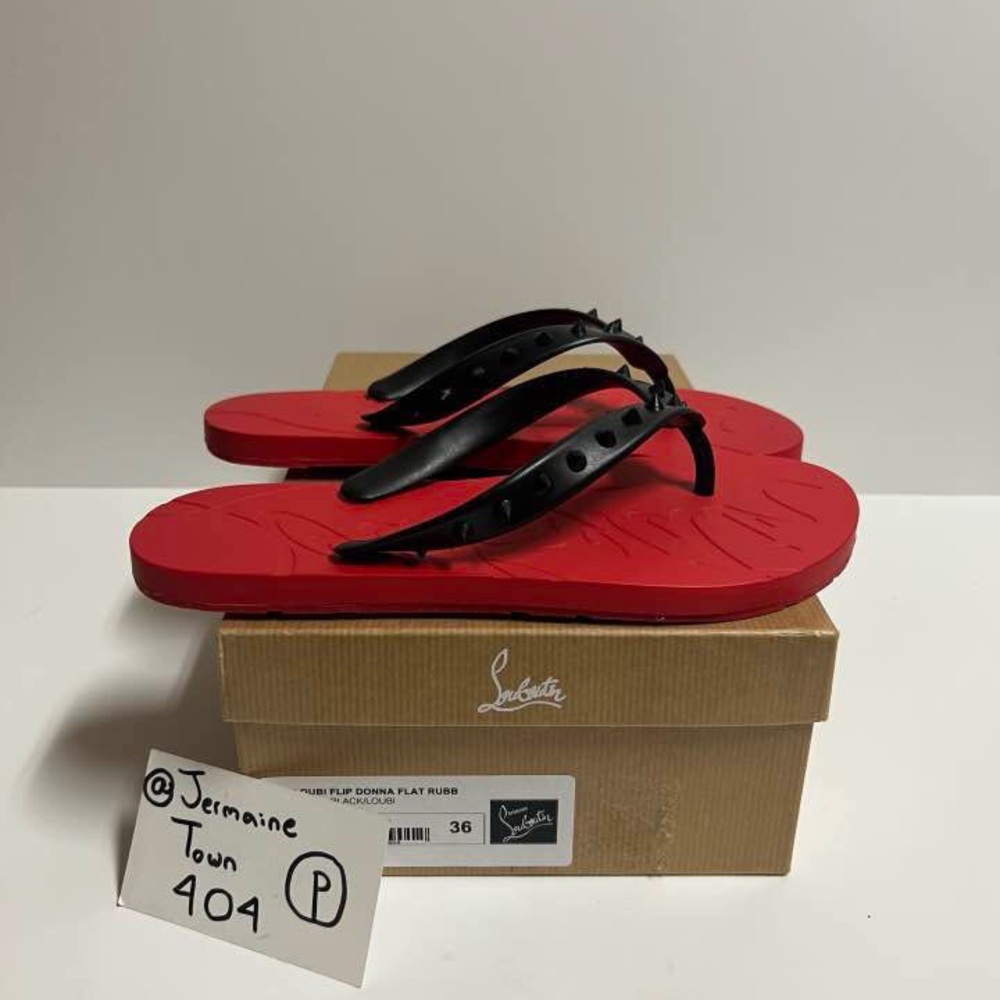 Christian Louboutin Flip Donna Flat Size 6 Women Sandals Red Black